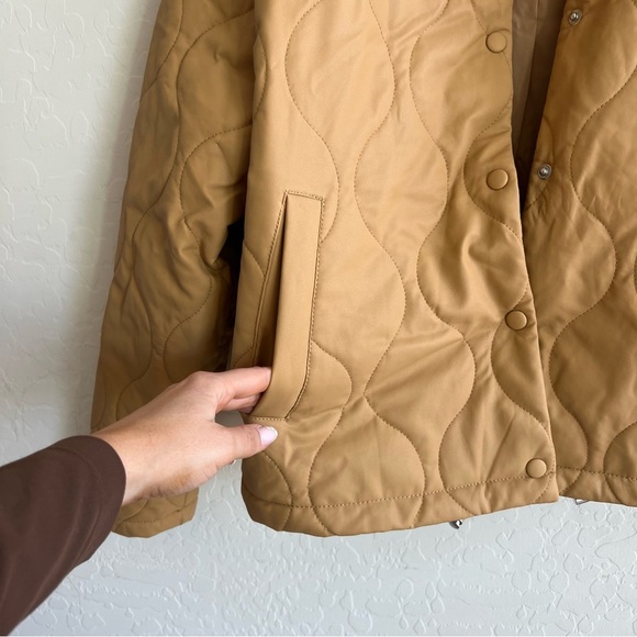 Marc New York Andrew Marc Faux Leather Quilted Jacket in Camel - Picture 6 of 8
